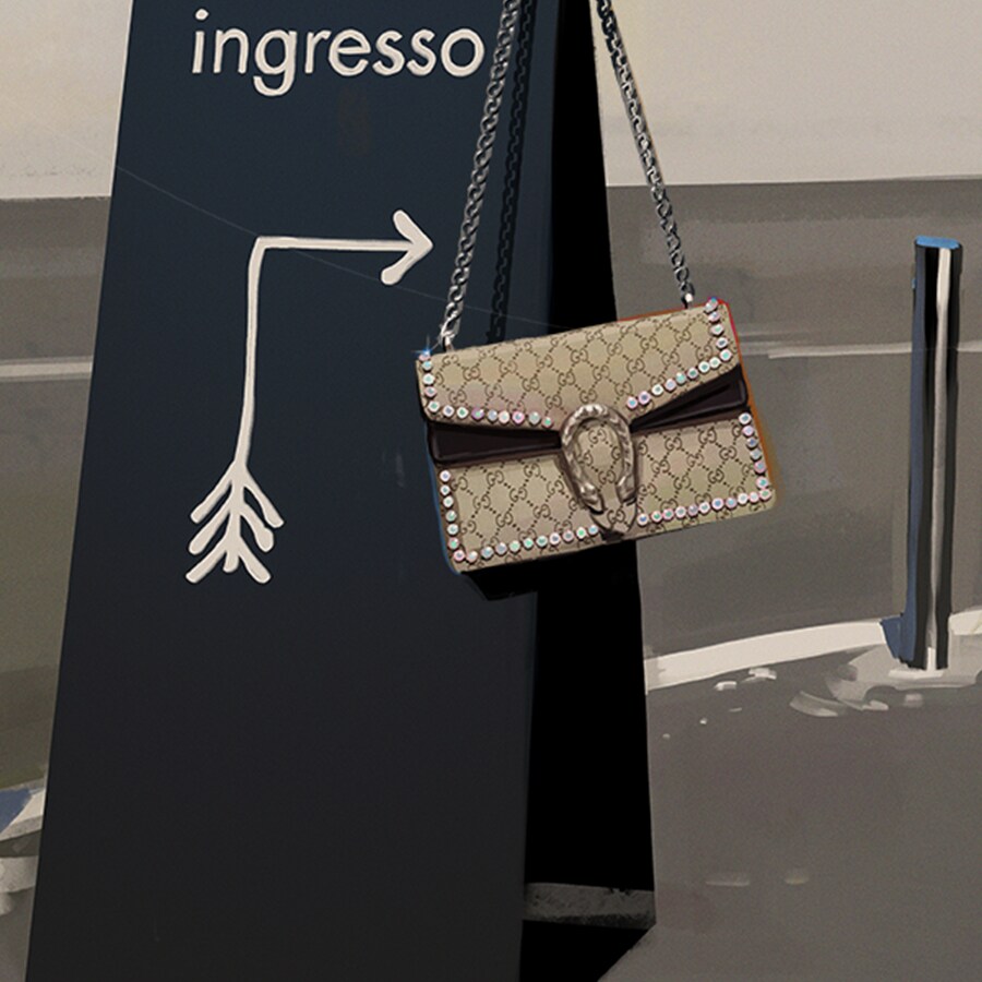 Dionysus small crystal shoulder bag in Light pink peony suede Gucci