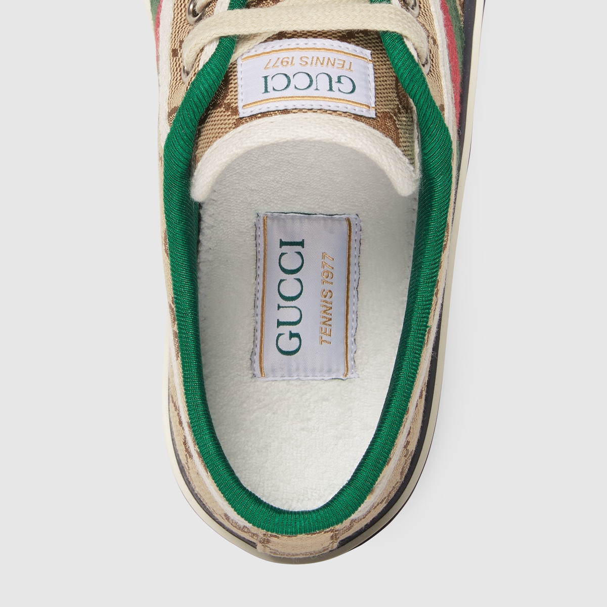 GG Gucci Tennis 1977 Damensneaker In Beige Ebenholzfarbener Original