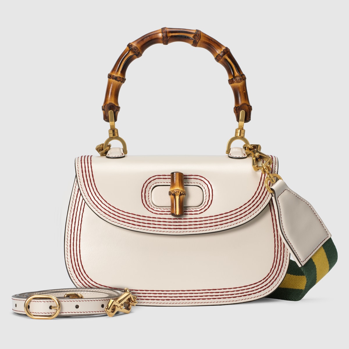 Gucci Bamboo Small Bag In White Leather Gucci Us