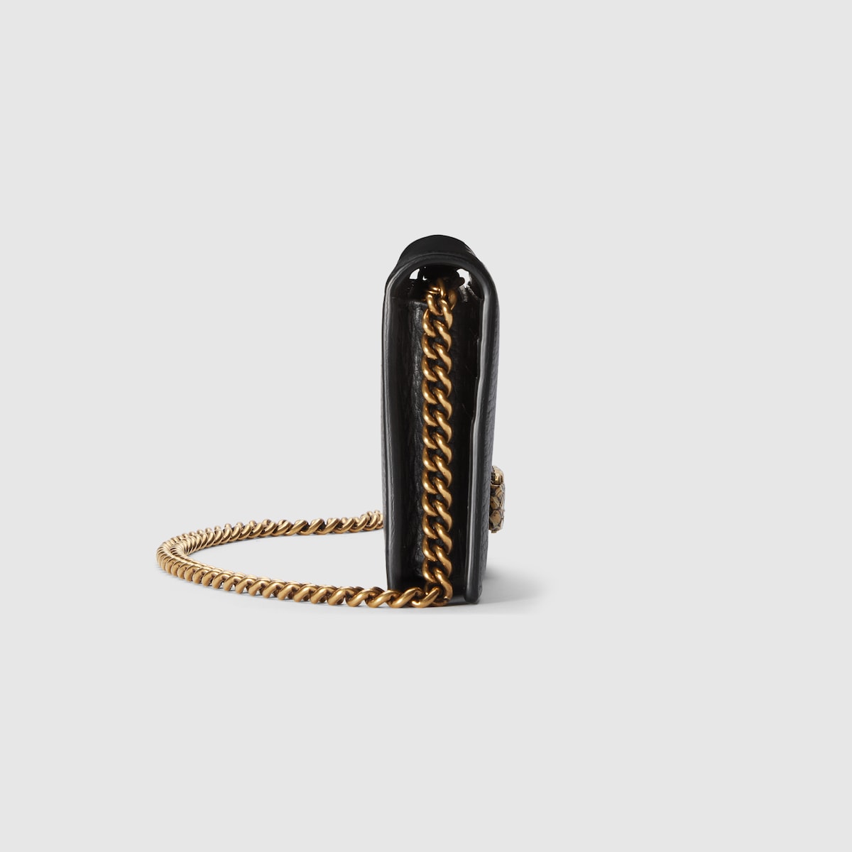 Chain Wallet With Interlocking G Python Bow In Black Leather Gucci