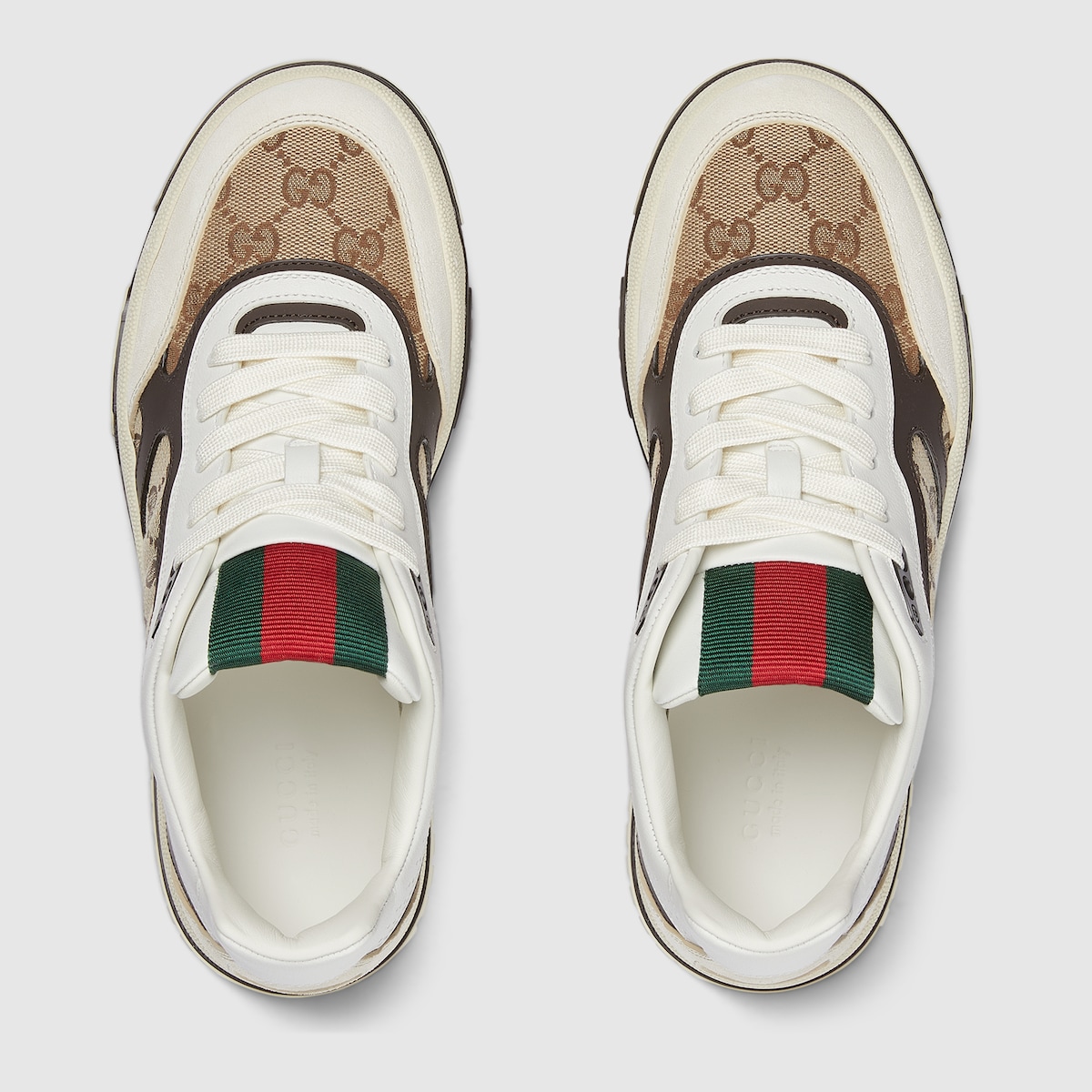 Gucci Re Web Damensneaker In Beige Und Ebenholzfarbener Gg Canvas