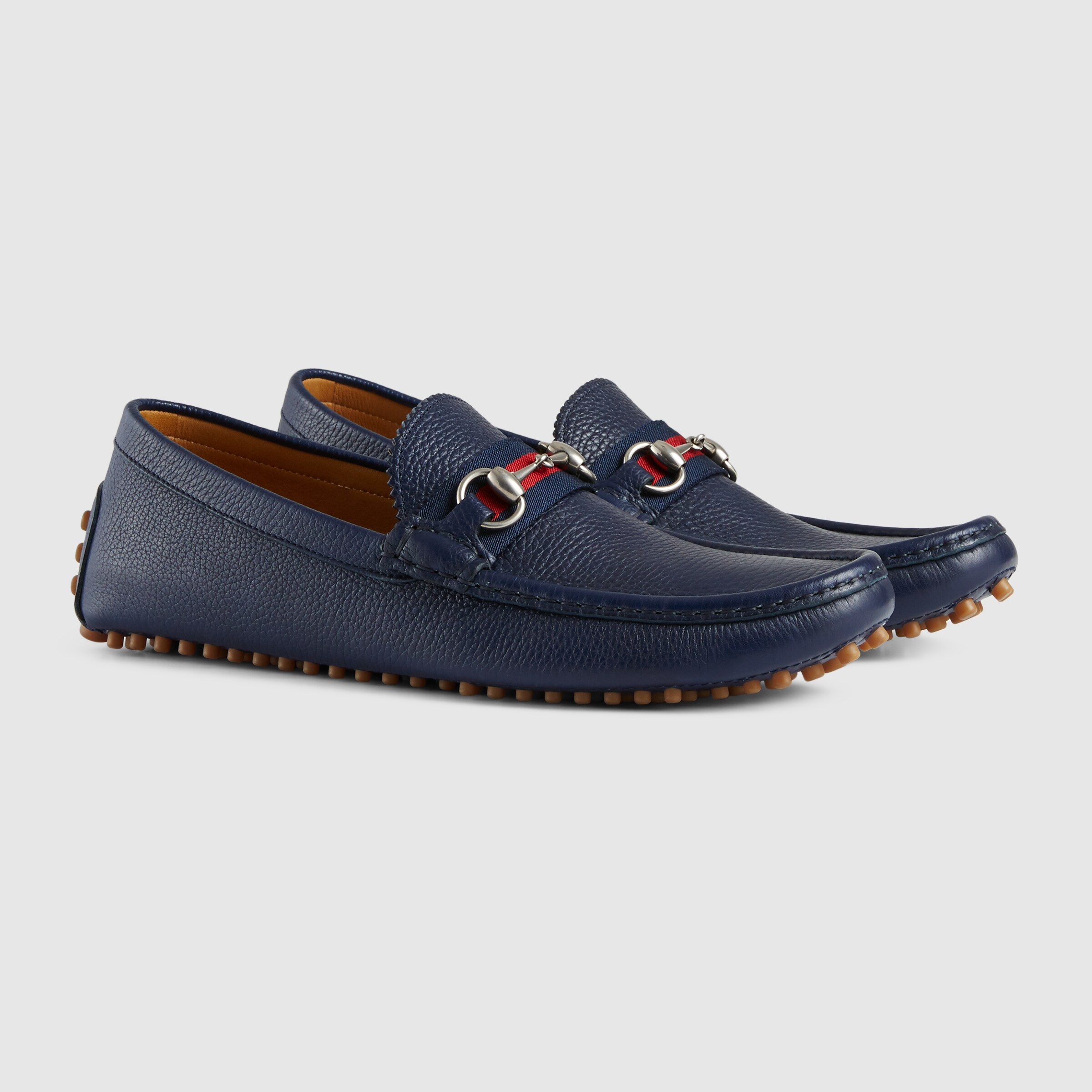 gucci leather driver with horsebit