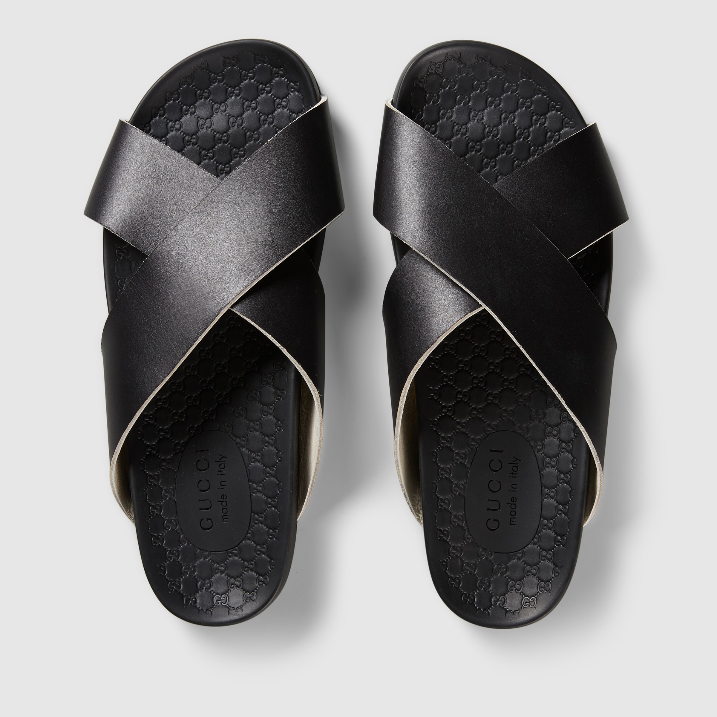 mens gucci leather slides
