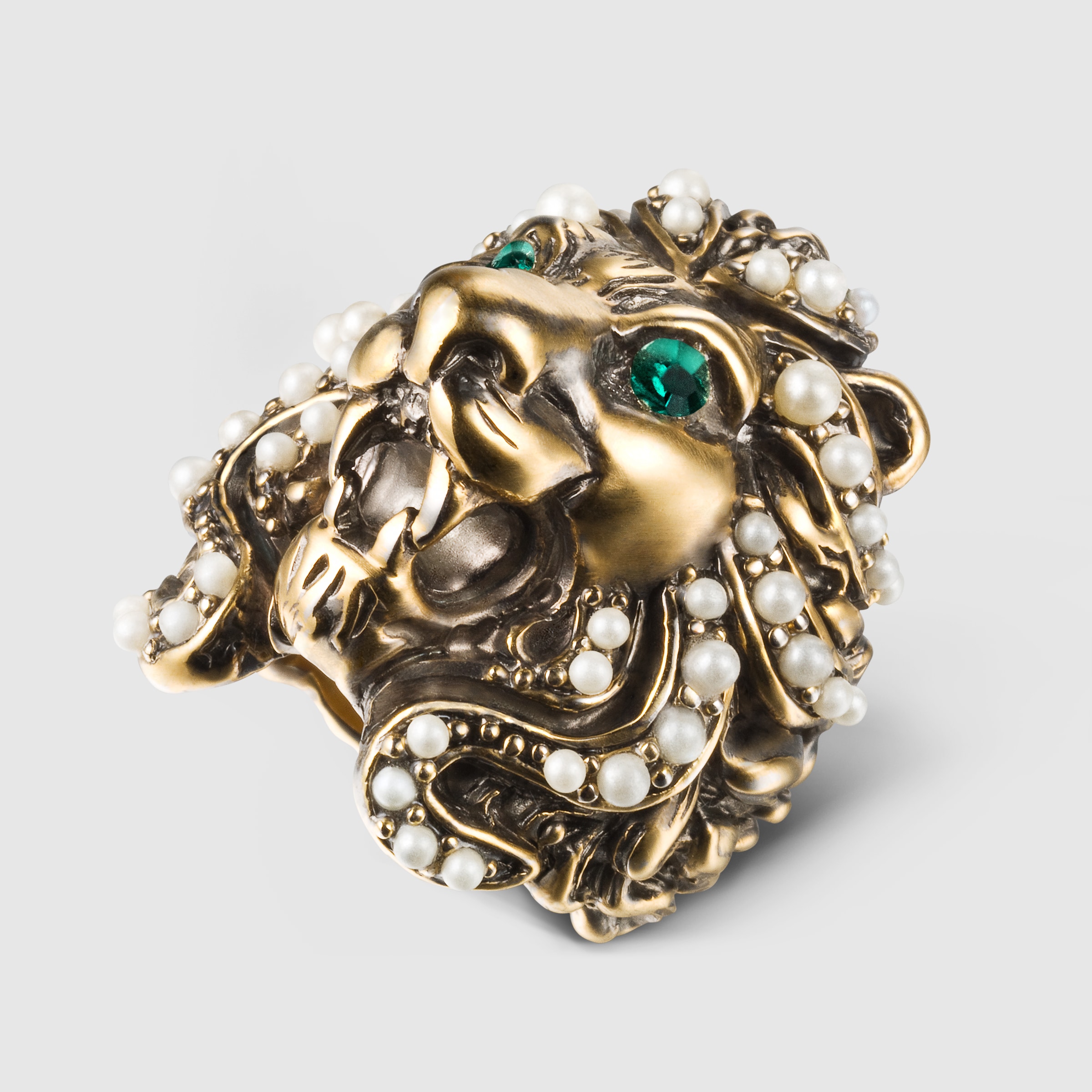 Gucci Women Lion head ring with crystals 404840J1D518091