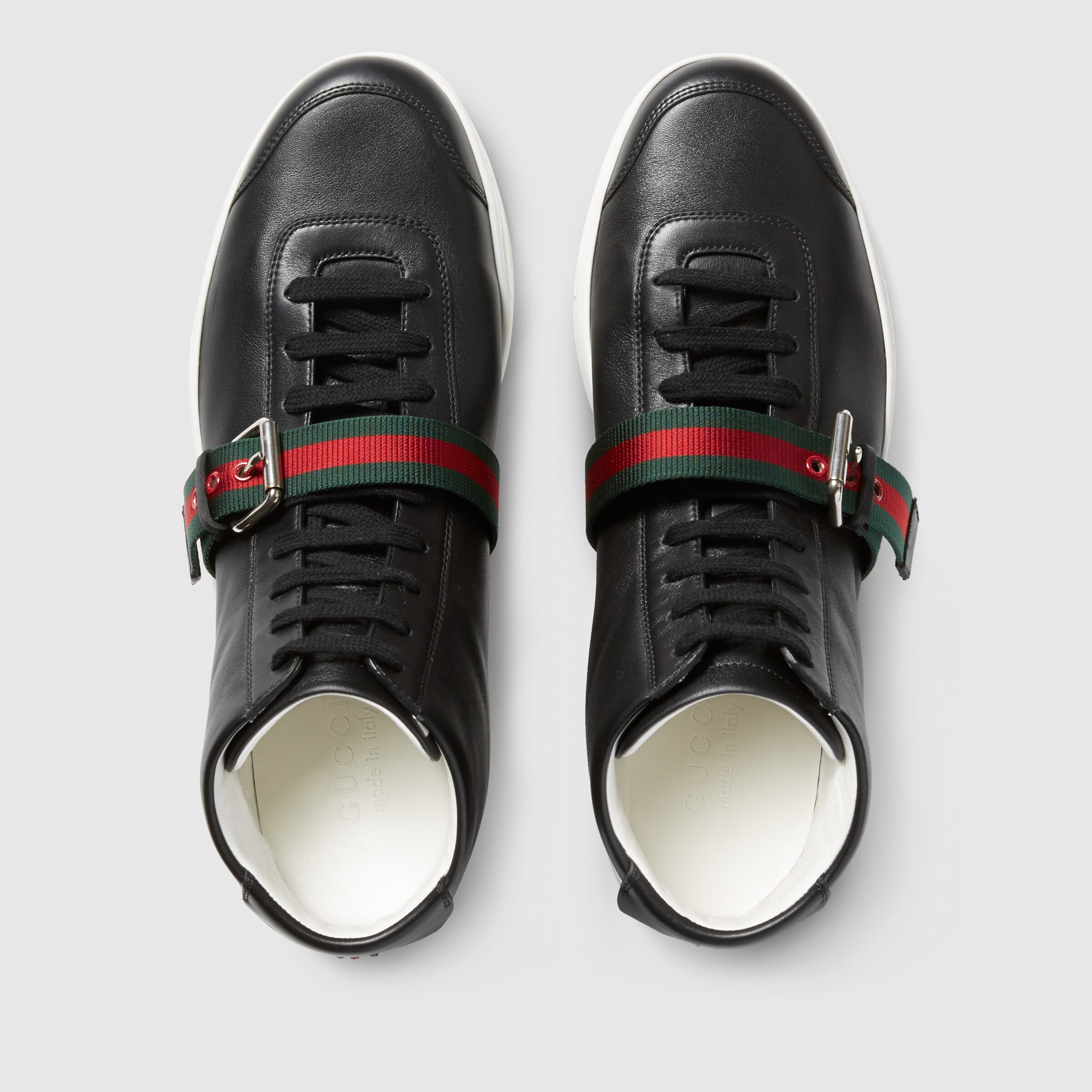 Gucci Men Leather hightop sneaker with web 407333A38B01060