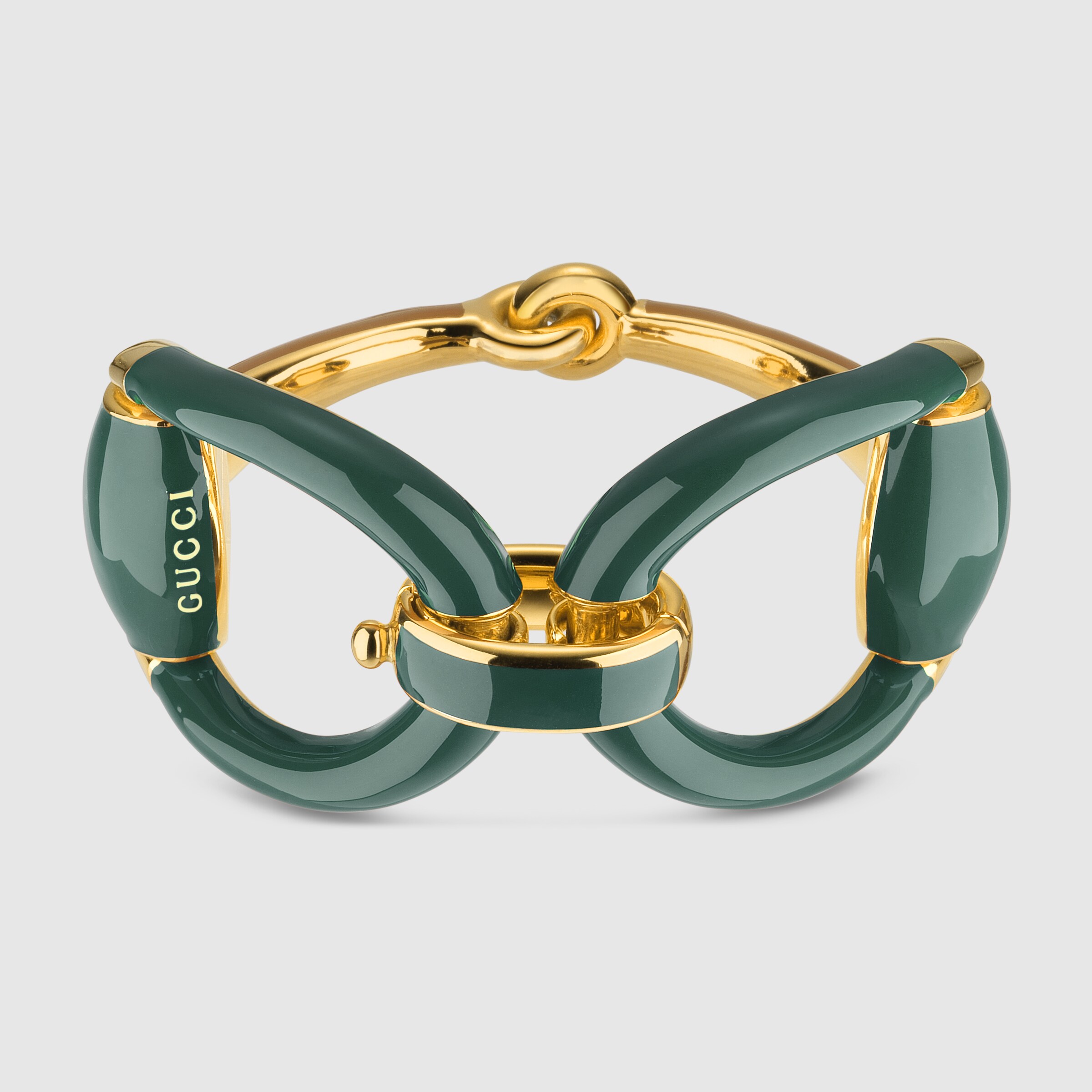 Gucci Women - Horsebit bracelet in green enamel - 380961I49108067