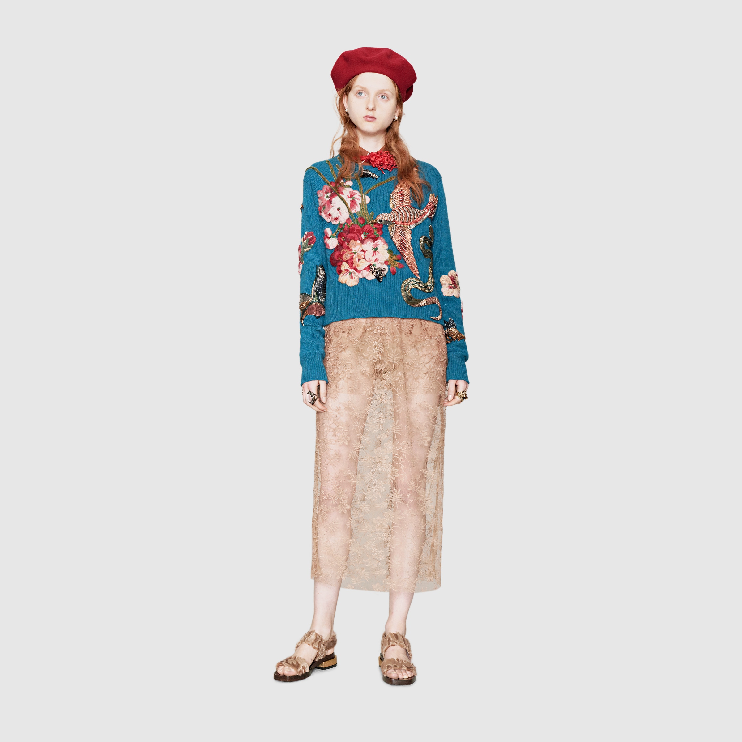 Gucci Women Embroidered Wool Knit Top X