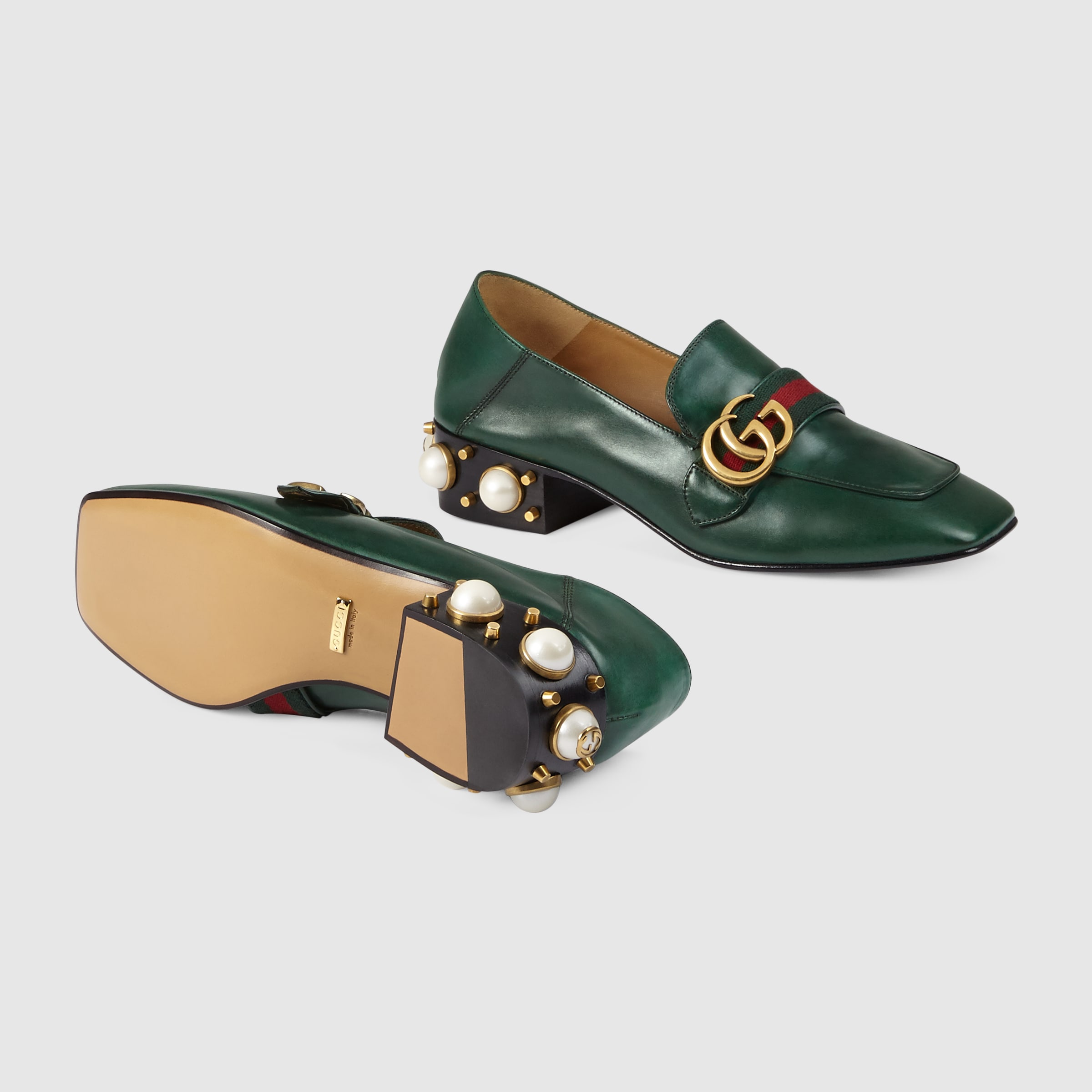 Gucci Women Leather midheel loafer 423559DKHC03060