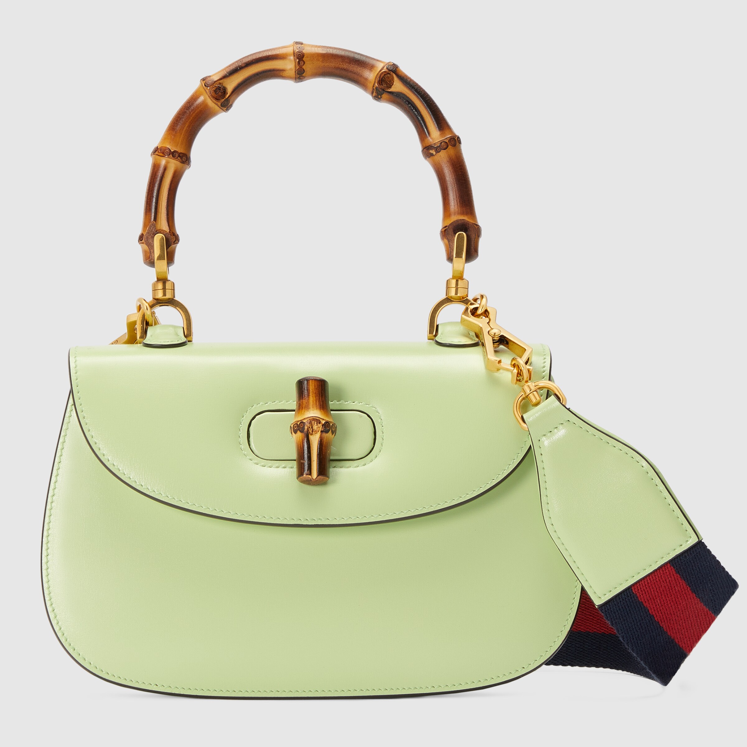 Gucci Bamboo Small Top Handle Bag In Pistachio Green Leather