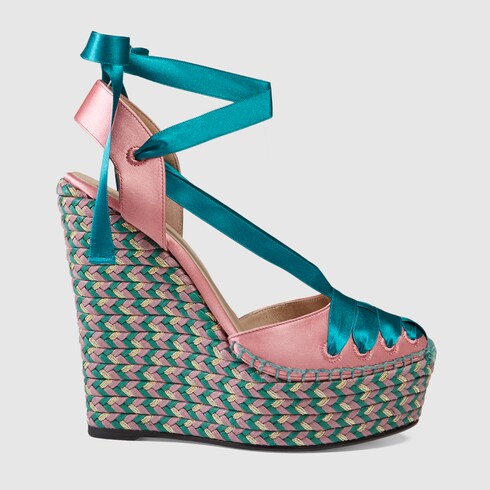 blue satin wedges