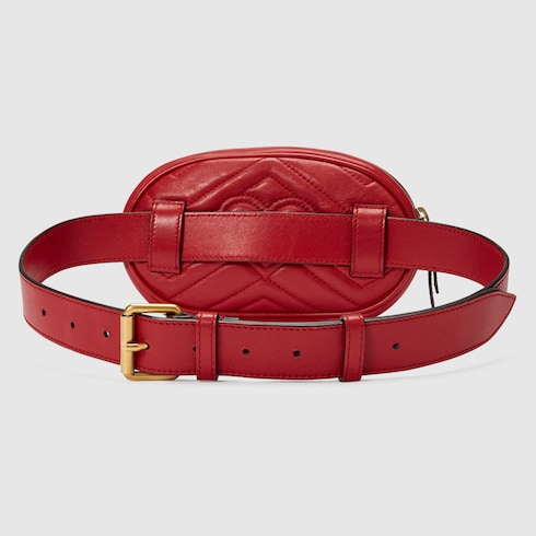 GUCCI GG MARMONT 2.0 MATELASSE LEATHER BELT BAG - BLACK, RED | ModeSens