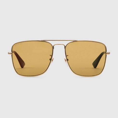 gucci square frame metal sunglasses