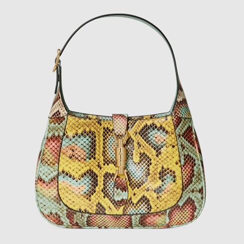 Jackie Small Python Bag In Yellow And Blue Gucci Ae