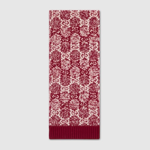 Gucci Sciarpa bambino in jacquard di lana GG bordeaux