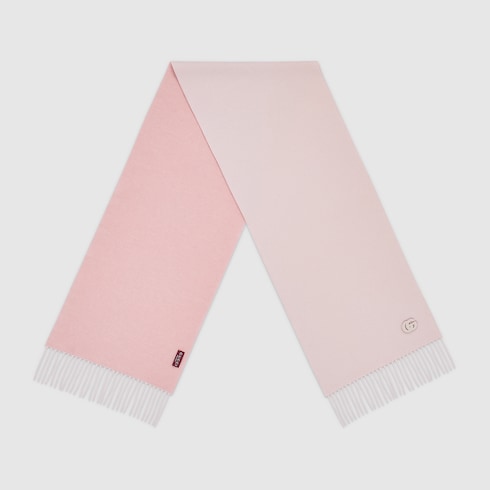 Gucci Cashmere scarf with patch pink and light pink Detail 3