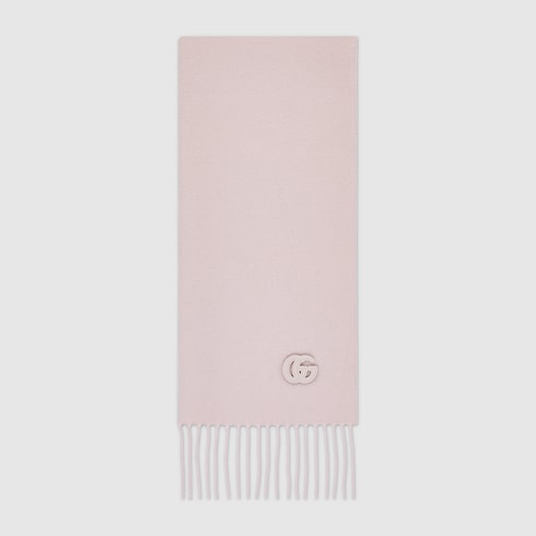 Gucci Cashmere scarf with patch pink and light pink Detail 2