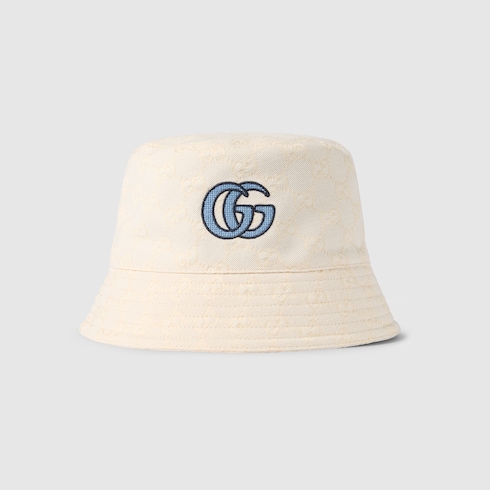 Gucci GG cotton canvas bucket hat white and blue Detail 3