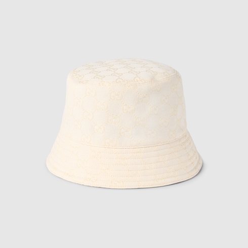 Gucci GG cotton canvas bucket hat white and blue Detail 6