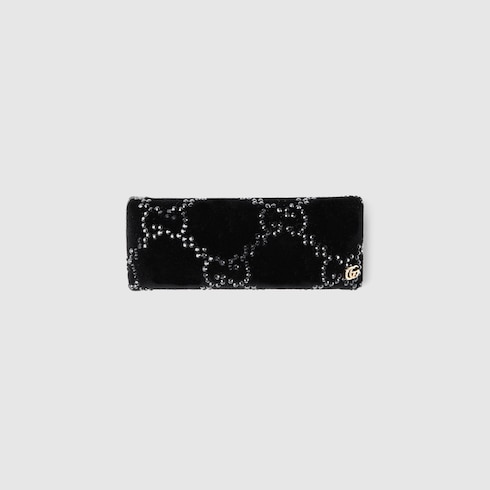 Gucci Soft velvet hair clip with crystals black Detail 2