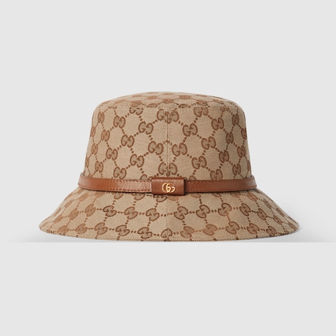 Gucci หมวก GG canvas bucket hat สีเบจและสีน้ำตาลเข้ม Detail 5