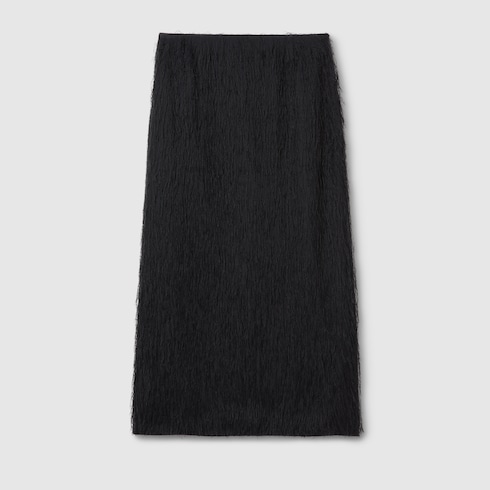 Gucci Fringed fil coupé fabric skirt black