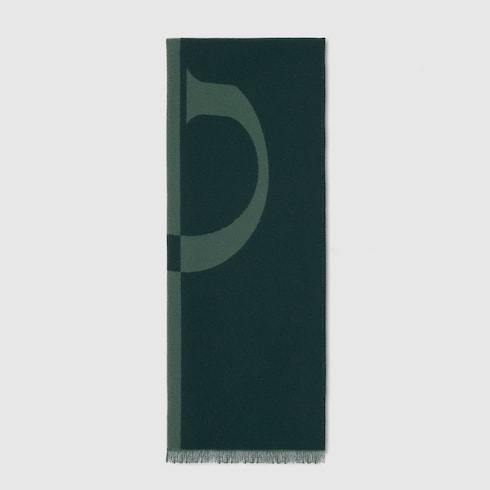 Gucci Wool scarf with Gucci logo green and light green
