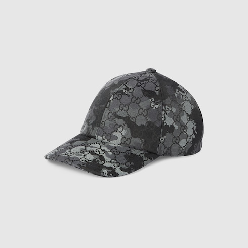Gucci GG marbled canvas baseball hat black and grey