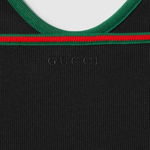 Gucci Heavy cotton rib tank top black Detail 2