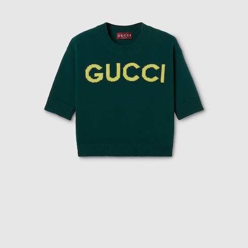 Gucci Soft wool top with intarsia dark green