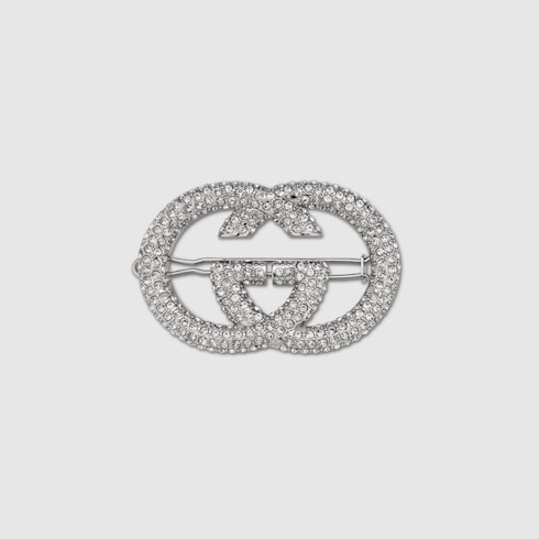 Gucci Interlocking G hair clip with crystals palladium-toned