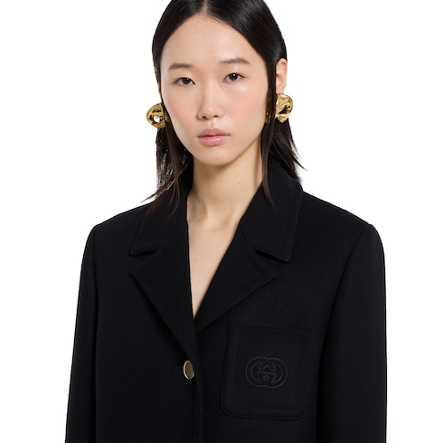 Gucci Batavia wool coat with patch Detail 3