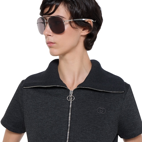 Gucci เดรส Double jersey dress สีดำ Detail 4