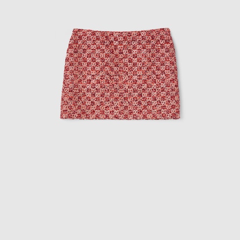 Gucci GG tweed skirt orange and red