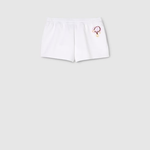 Gucci Short en jersey de coton avec broderie blanc