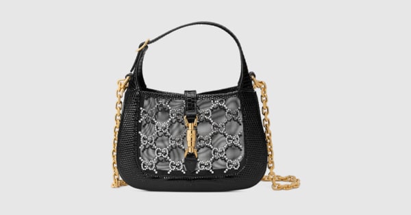 Jackie Mini Lizard Shoulder Bag In Black Precious Skins Gucci Si