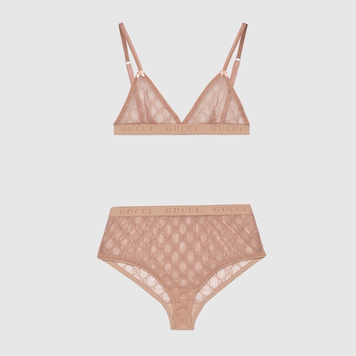 Pale Pink Gg Tulle Lingerie Set Gucci Uk