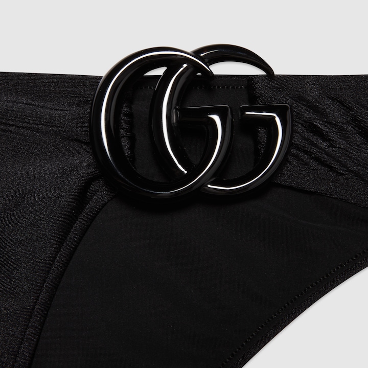 Sparkling Jersey Bikini With Double G In Black GUCCI US