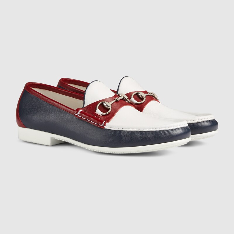 gucci rainbow horsebit leather loafers