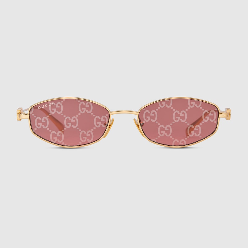 GUCCI Oval Frame Sunglasses, Gold