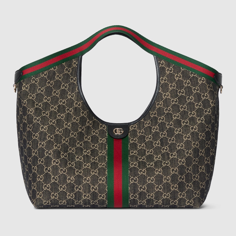 GUCCI Giglio Large Tote Bag, Black, Fabric
