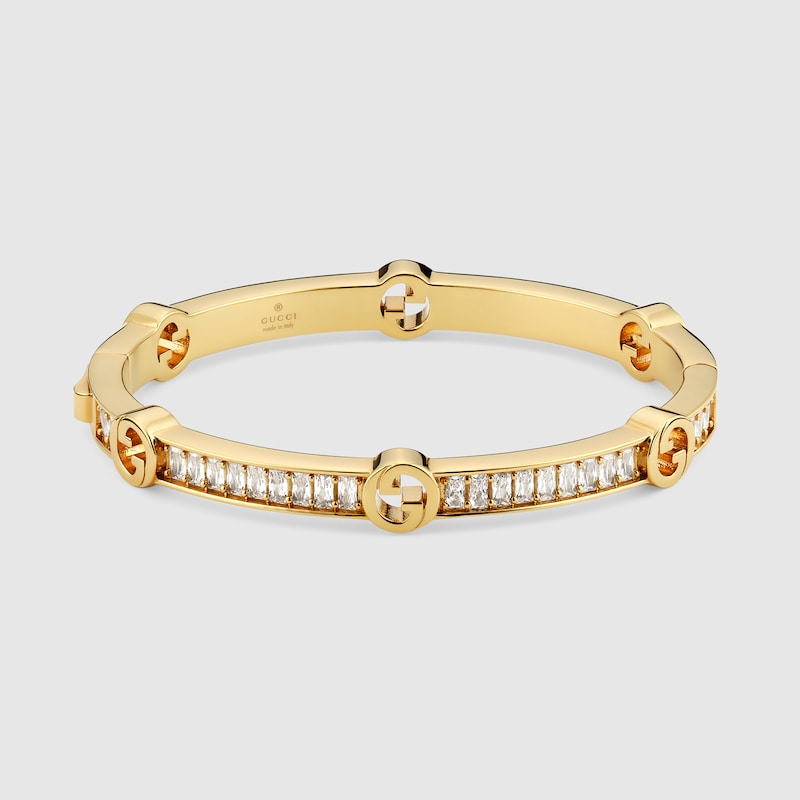 GUCCI Blondie Crystal Bangle Bracelet, Gold-toned metal, Gold-toned metal