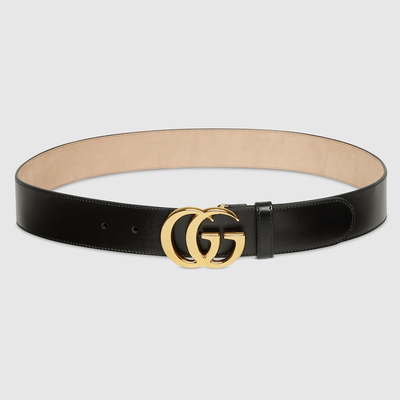 GUCCI Flat Marmont Belt, Size Gucci 100, Black, Leather