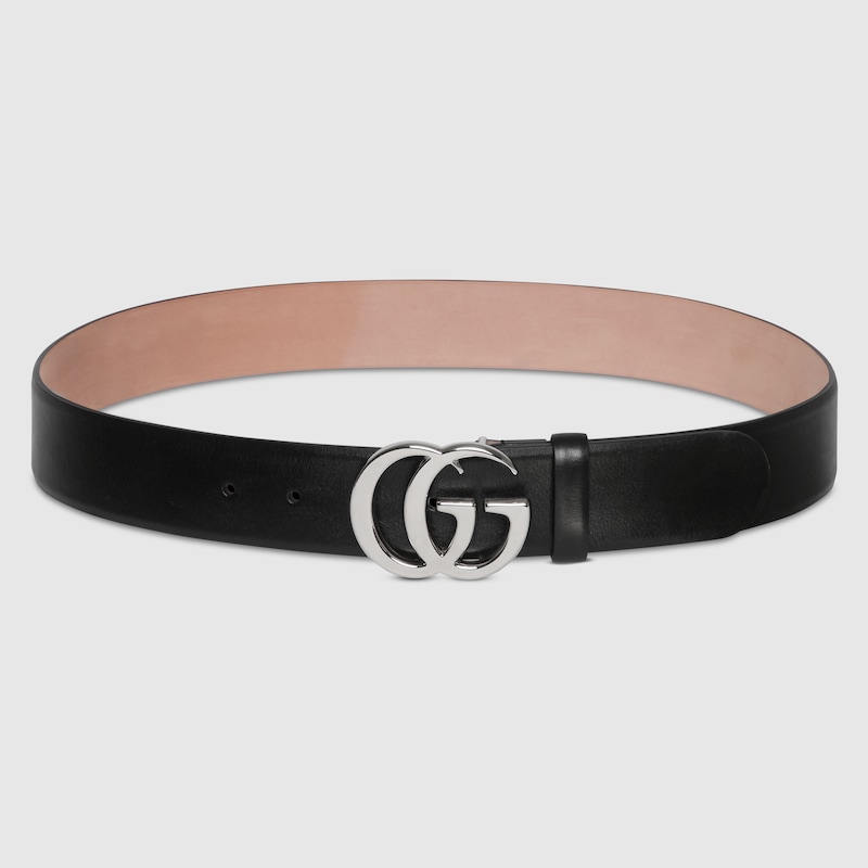 GUCCI Flat Marmont Belt, Size Gucci 105, Black, Leather