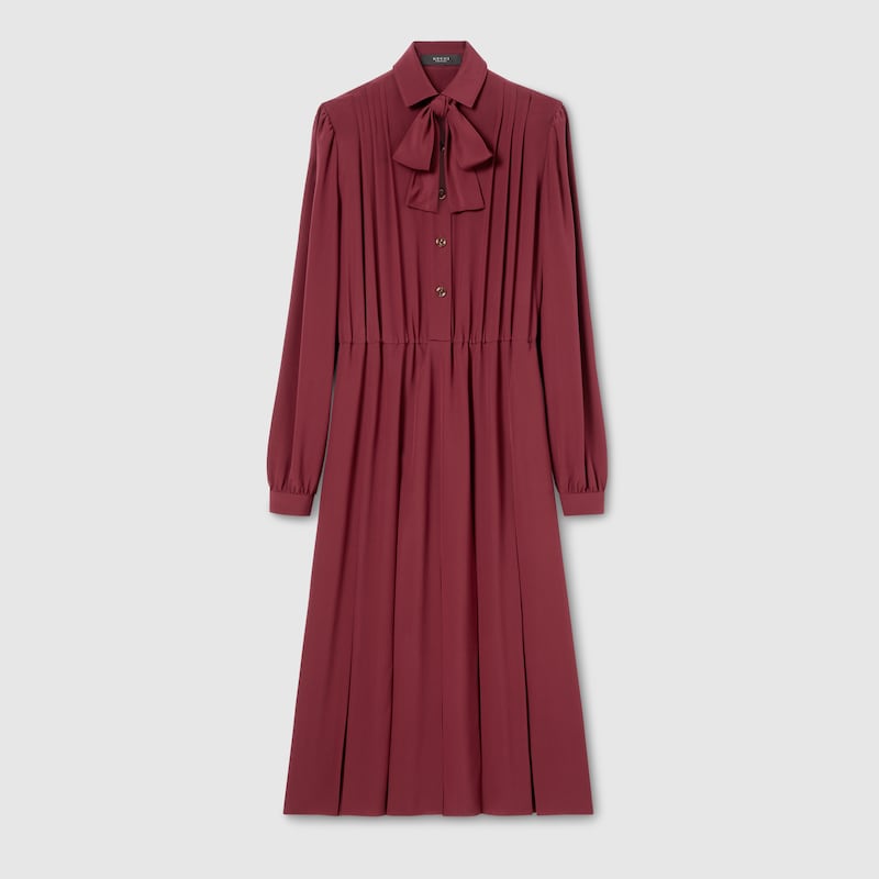 GUCCI Silk Crêpe De Chine Dress, Bordeaux