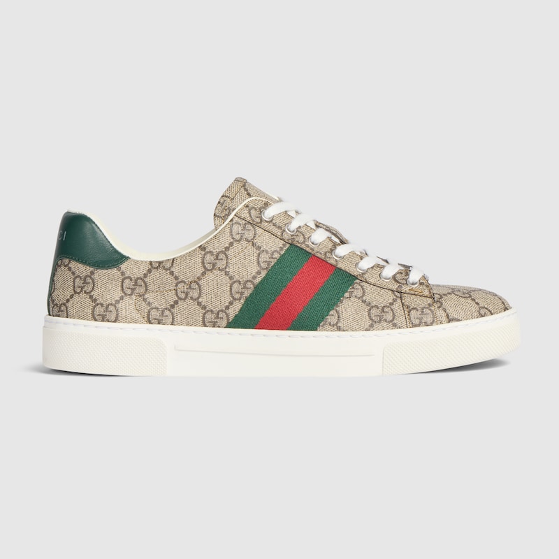 GUCCI Women's Gucci Ace Sneaker With Web, Beige, GG Canvas