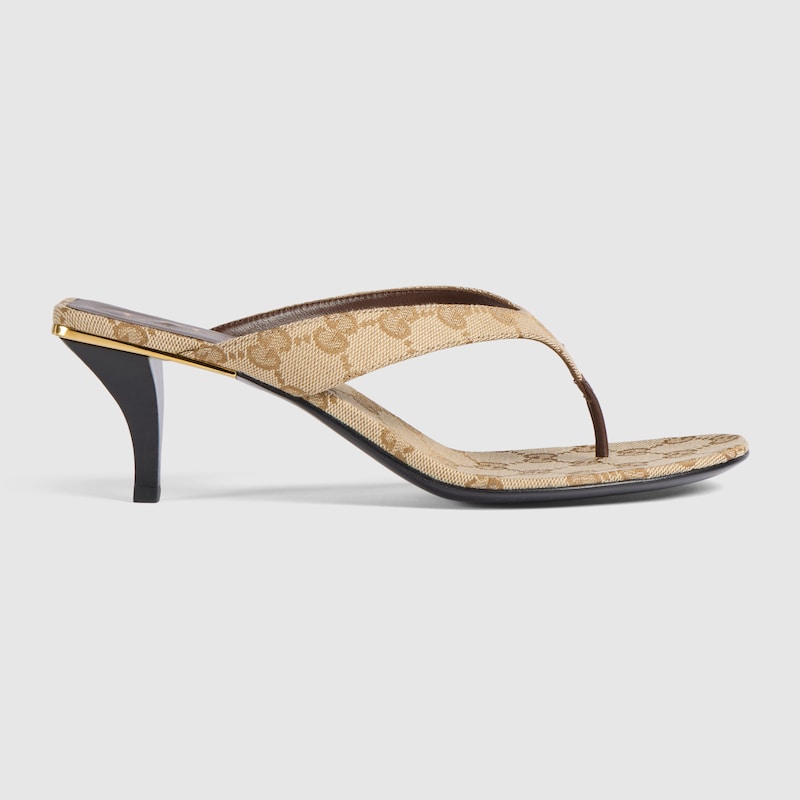 GUCCI Women's Vittoria Thong, Beige, GG Canvas