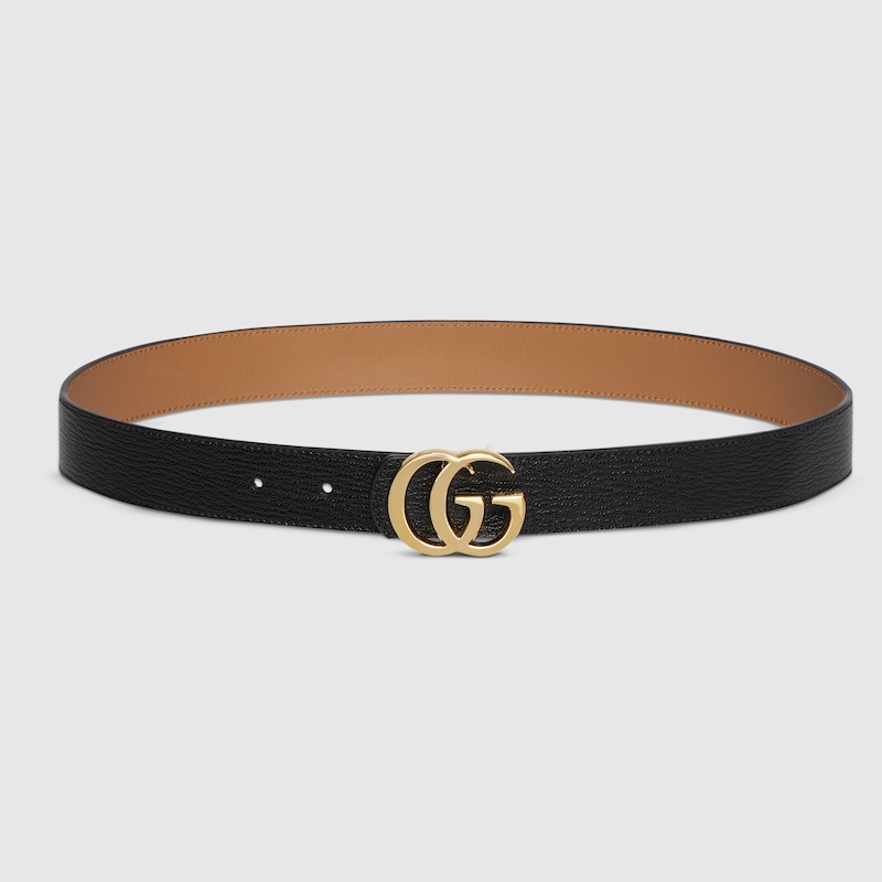 GUCCI Reversible GG Marmont Belt, Black, Leather