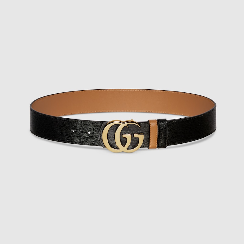 GUCCI Reversible GG Marmont Belt, Black, Leather