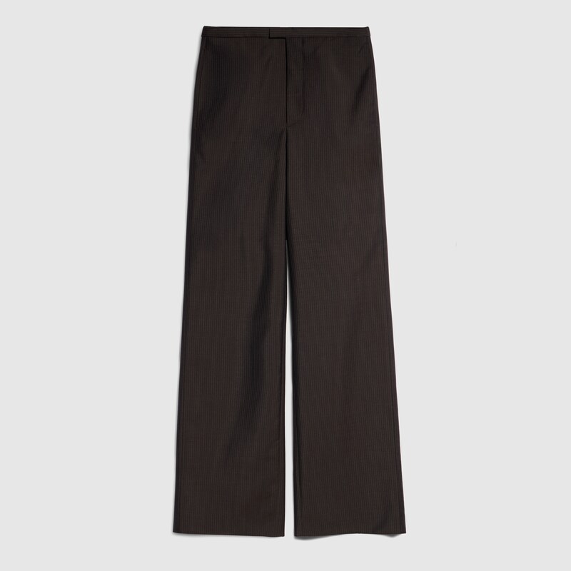 GUCCI Pinstripe Wool Mohair Pants, Brown