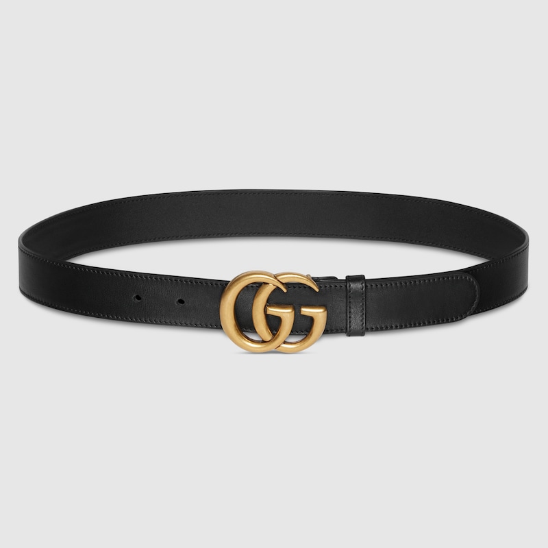 GUCCI GG Marmont Belt, Size Gucci 110, Black, Leather